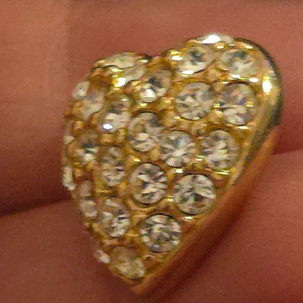 Swarovski Pave Crystal Gold-Tone Heart Stud Earrings - Picture 6 of 9